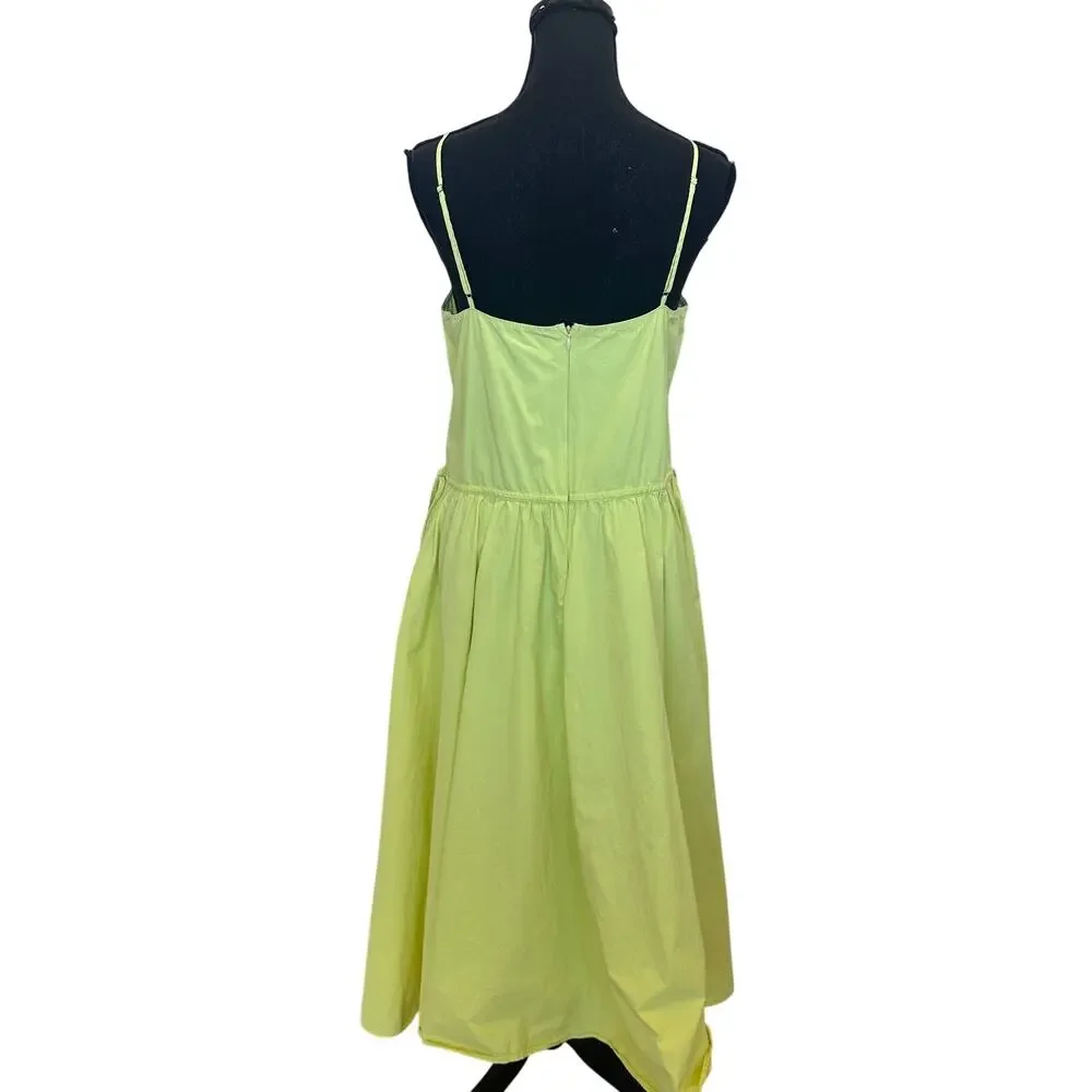 Jason Wu Yellow Slip Midi Dress SIZE 10 Cottage Cotton Sundress Designer $365 - Picture 12 of 13